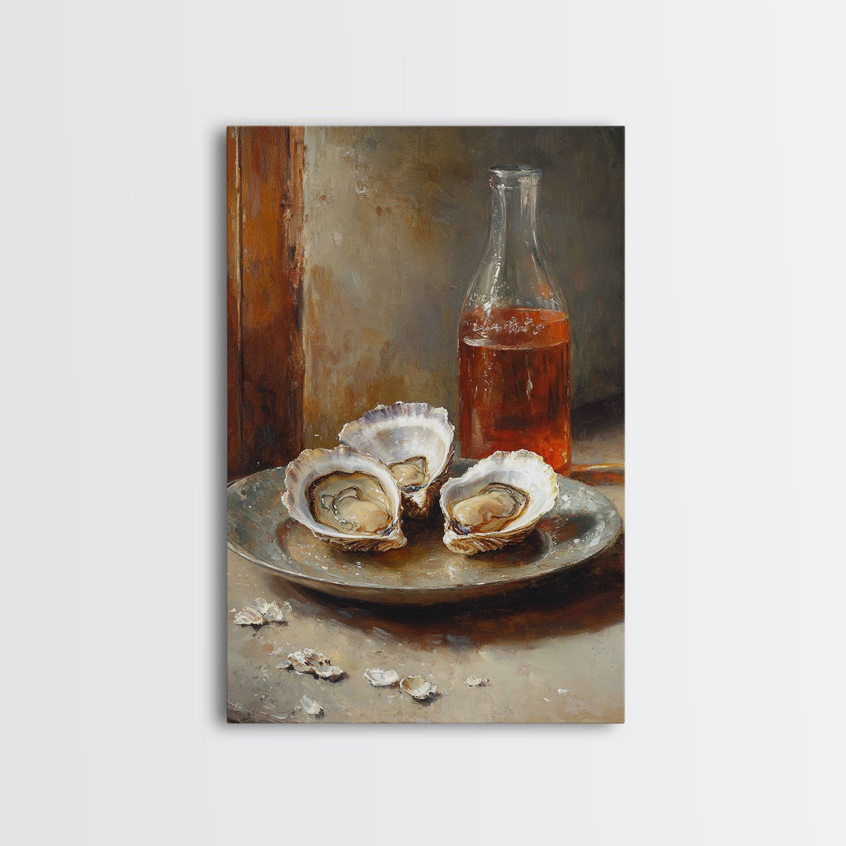 Retro Oysters Poster Canvas Print Kitchen Wall Art Oyster Kitchen Retro Food Art Coastal Seafood Bar Decor Cocktail Art