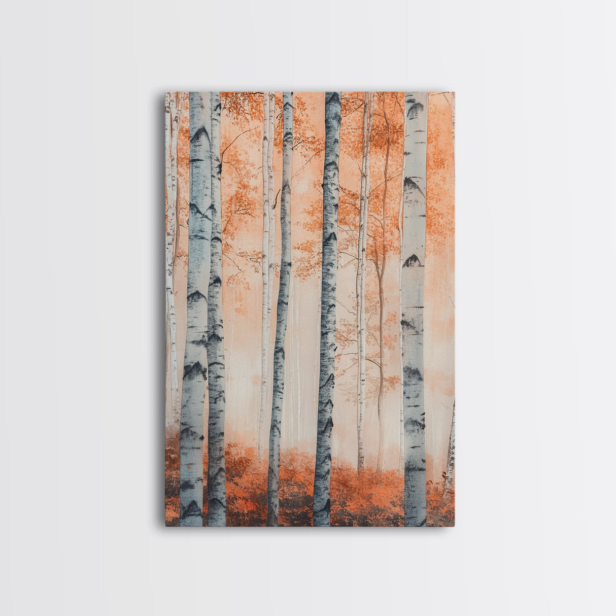 Original Birch Tree Forest Painting Print, Birch Tree Canvas Textured Wall Art Statement Living Room Wall Art Decor Designer Art Custom Art