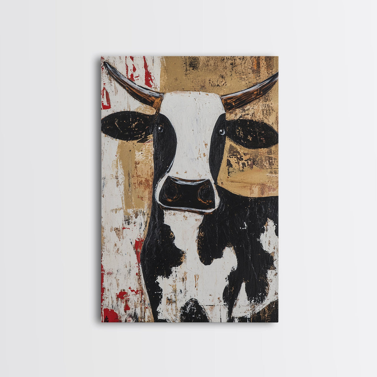 Moo Cow Wall Art, Wabi Sabi Canvas Print, Japanese Style Decor, Minimalist Cow Wall Art, Farmhouse Decor