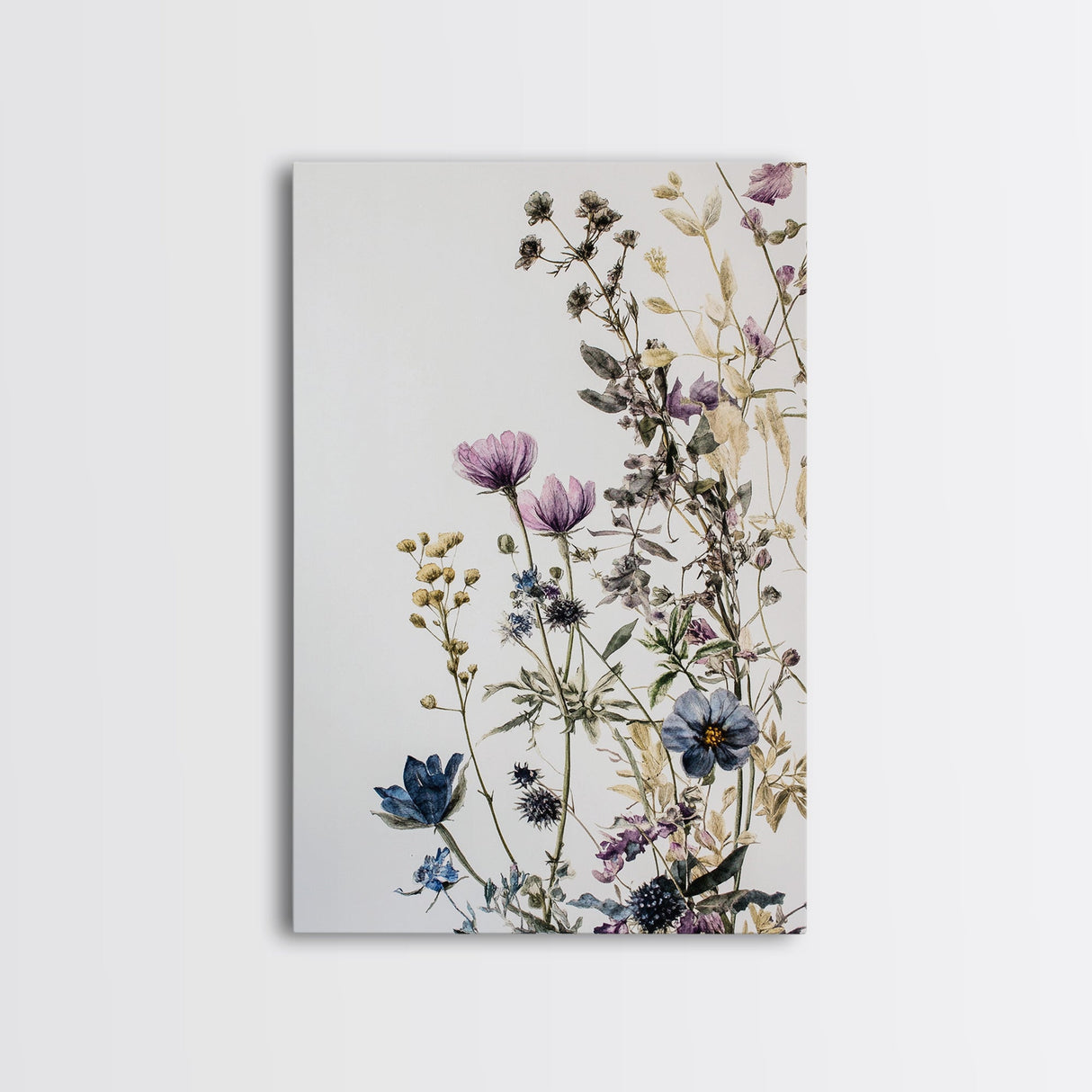 Retro Floral Decor Framed Canvas Print Modern Farmhouse Minimalist Wildflowers Painting Botanical Wall Art