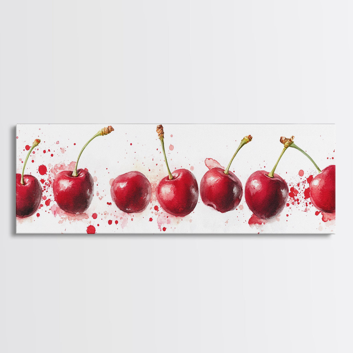 Original Cherry Painting Print - Panoramic Canvas Fruit Illustration - Home Decor For Kitchen - Framed Wall Art - Dining Room Decor