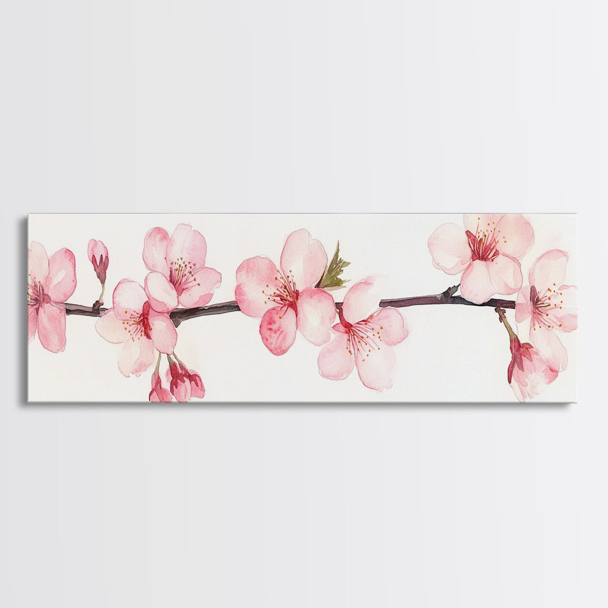 Panoramic Cherry Blossoms Painting Print - Oil Painting Canvas Print of Cherry Blossoms - Elegant Japanese Cherry Blossoms Painting