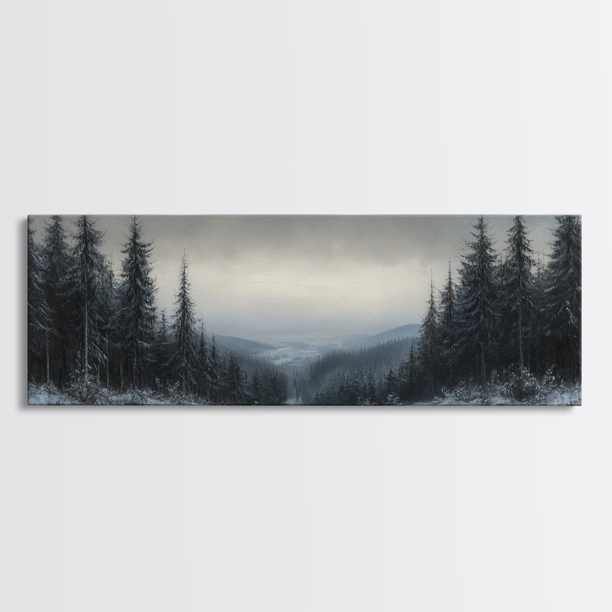 Bleak Winter Landscape Painting Print, Wood Framed Wall Art, Landscape Painting Original, Panoramic Wall Art, Horizontal Large Art
