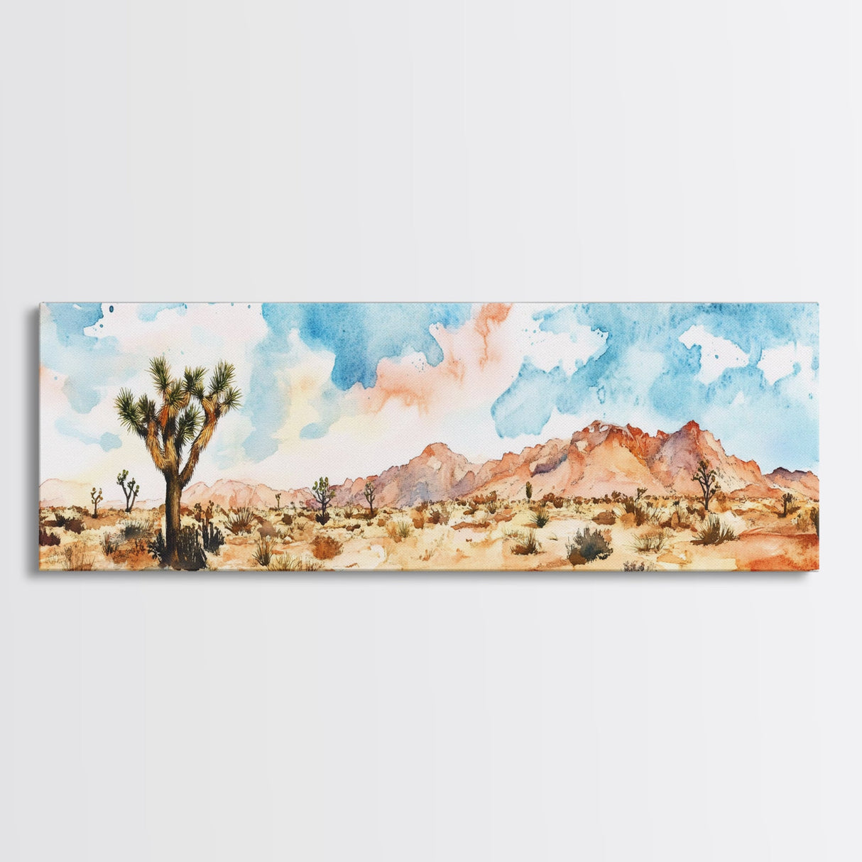 Desert Landscape Painting Print, Pueblo Style Home Decor, Southwestern Farmhouse Painting of Joshua Tree California, Minimalist Decor