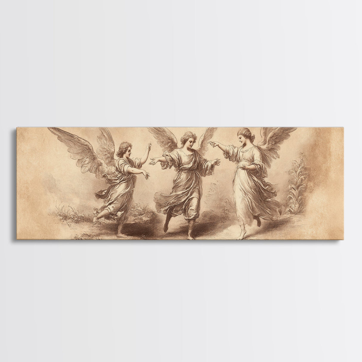 Guardian Angel Painting Print, Angelic Wall Art, Angel Painting, Guardian Angels Print, Original Panoramic Angel Painting, Angel Sketch
