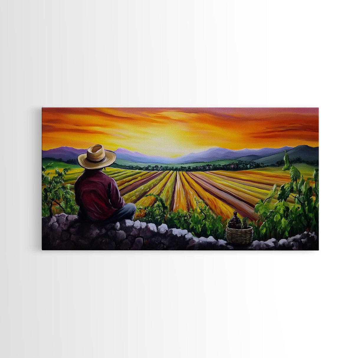 Mexicano Style Wall Art - Oil Painting Of A Farmer - Chicano Decor - Chicano Wall Art - Arte Mexicano - Cultura Mexicana Art