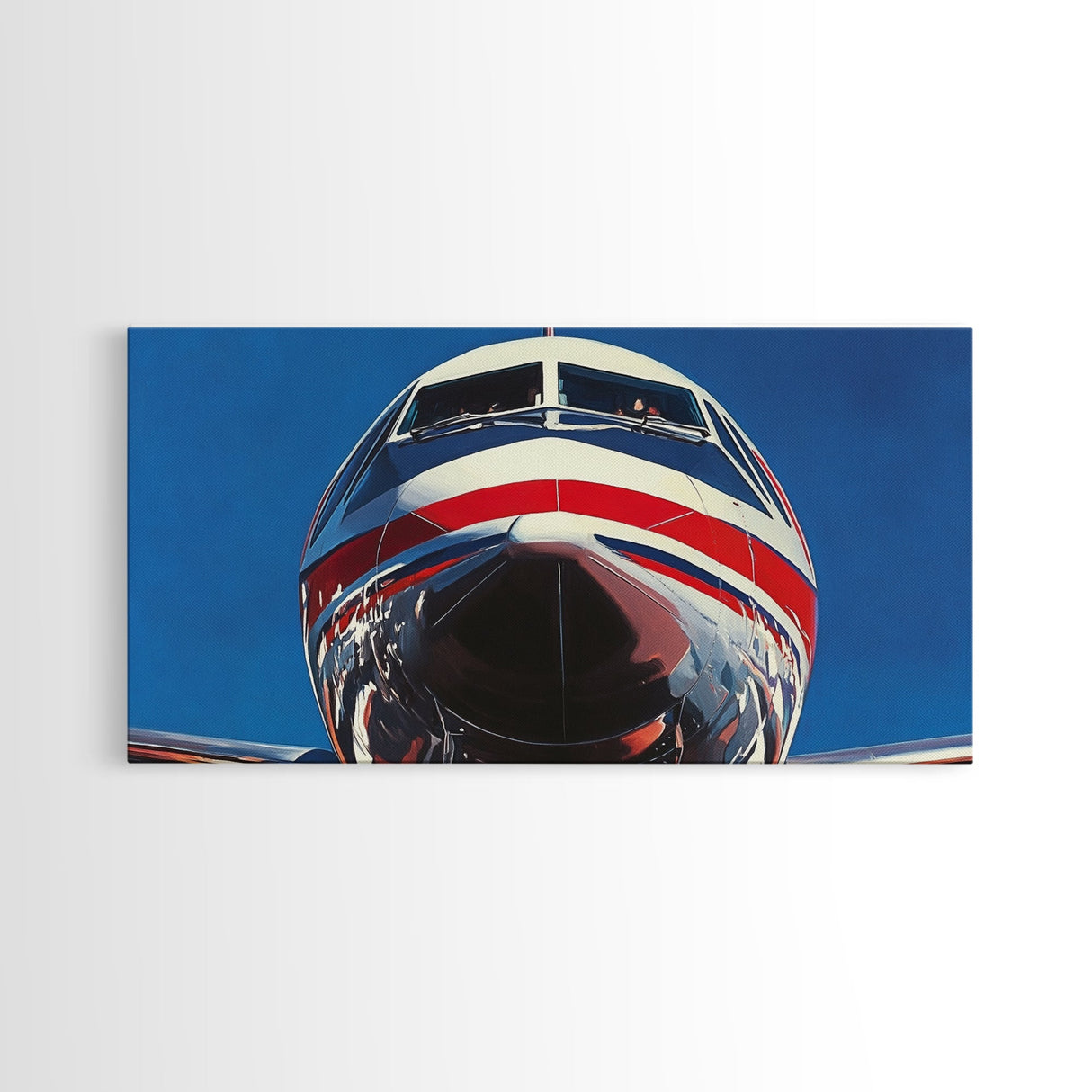 Oil Painting Print of a Jet, Framed Canvas Print, Airplane Wall Art, Airliner Painting