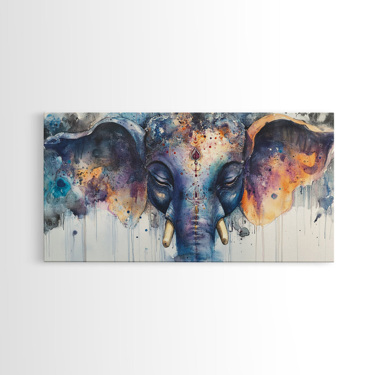 Ganesh Wall Art - Framed Canvas Print - Indian Wall Art - Ready To Hang - Hindu Wall Art - Hindu Painting - Ganesh Painting