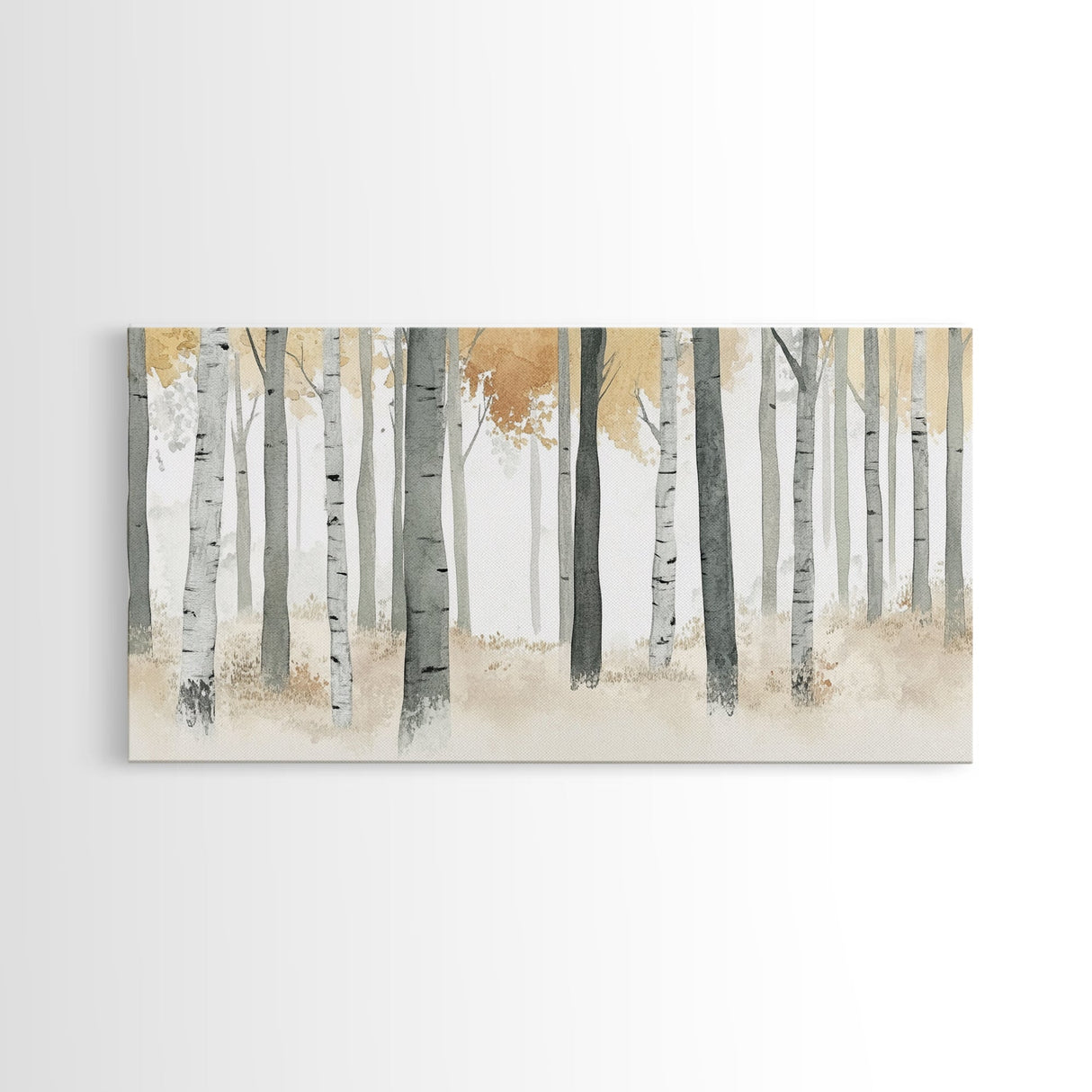 Aspen Trees Oil Painting Print Canvas, Autumn Aspens Print, Muted White Winter Wall Art, Country Farmhouse Wall Decor, Abstract Landscape Art