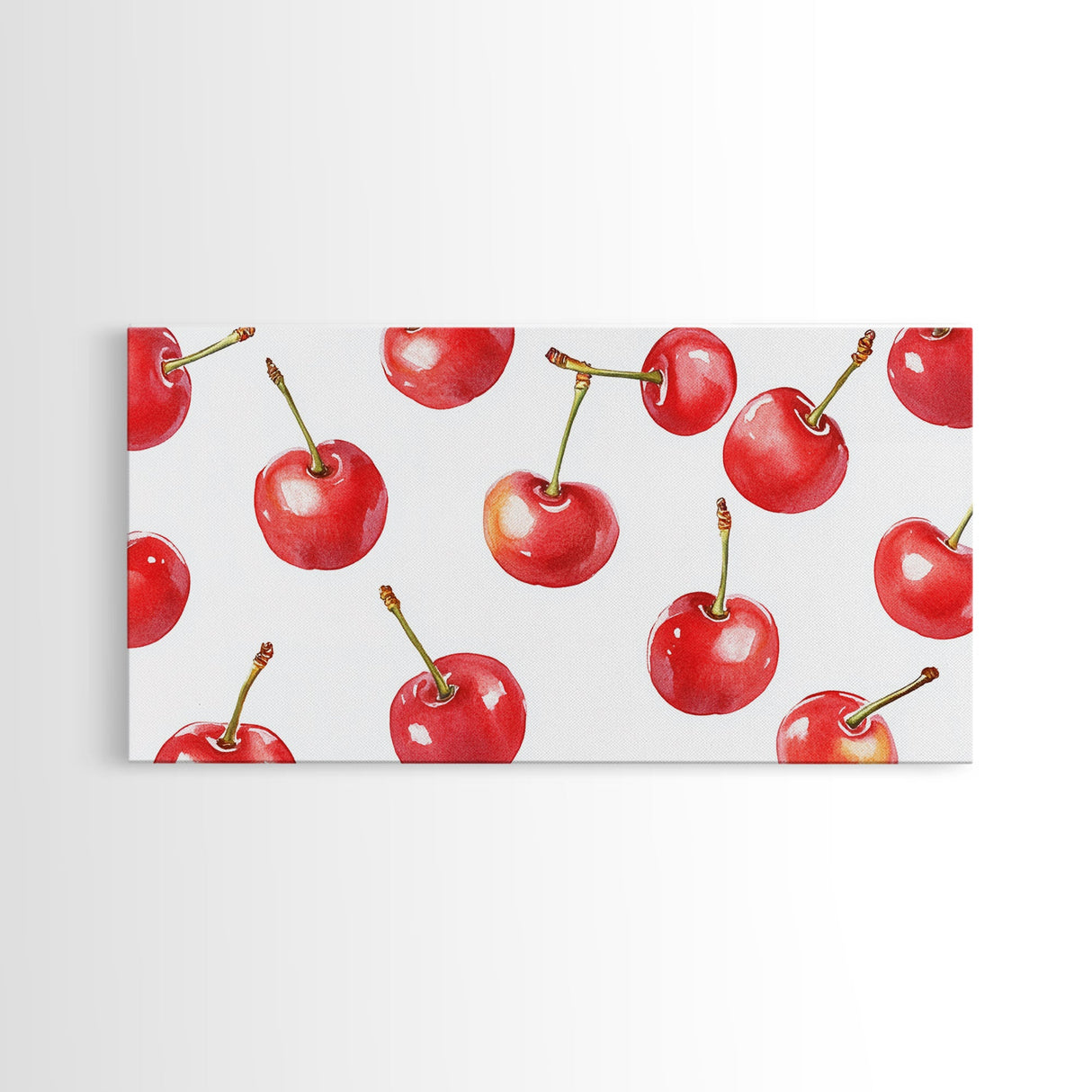Preppy Cherry Wall Art Framed Canvas Print - Kitchen Wall Art - Dining Room Wall Art - Loft Decor - Cute Wall Art - Cutesy Home Decor