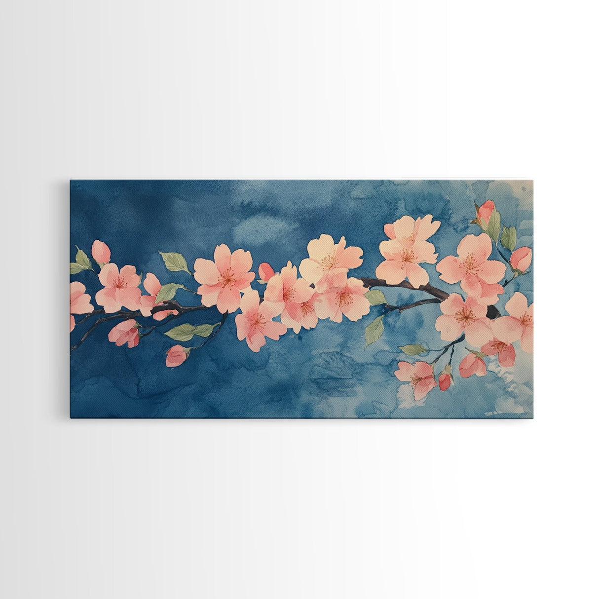 Cherry Blossoms Wall Art Canvas Print - Pink Cherry Blossom Canvas Oil Painting - Wabi Sabi Wall Art - Purple Tree Nature Decor