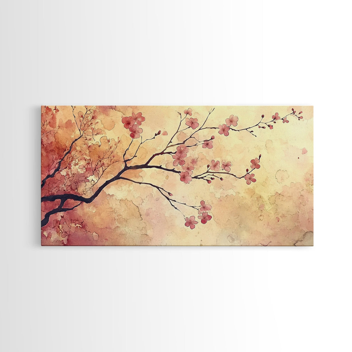 Original Floral Exquisite Canvas Wall Art, Cherry Blossoms, Wabi Sabi Decor, Boho Home Decor, Boho painting, Original Painting Print