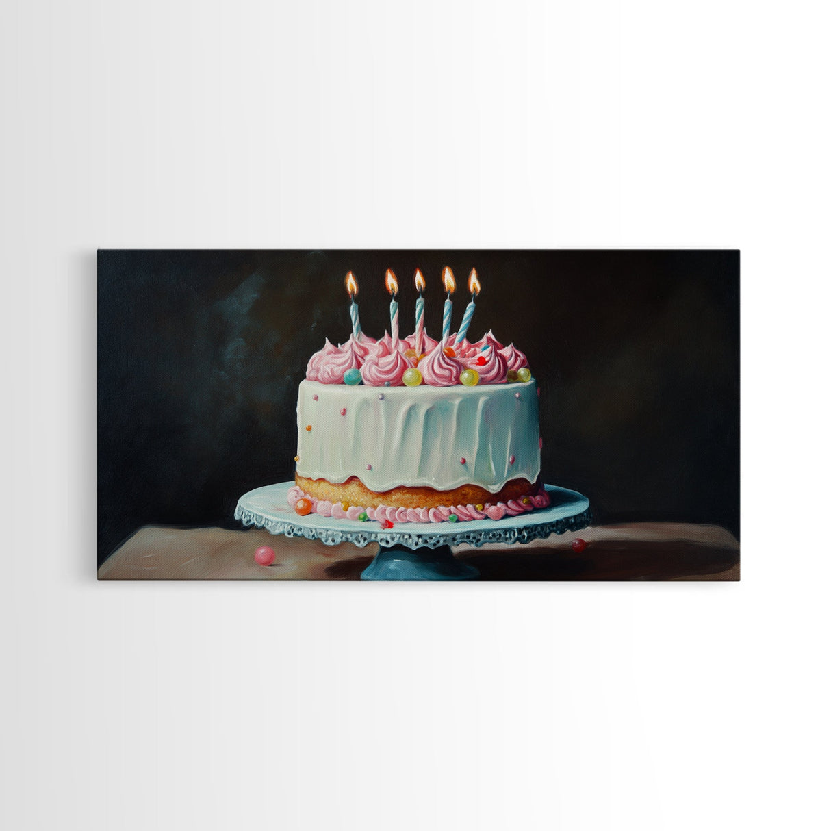 Painting Print of a Wedding Cake, Framed Canvas Art, Kitchen Decor, Wedding Decor, Kitchen Wall Art
