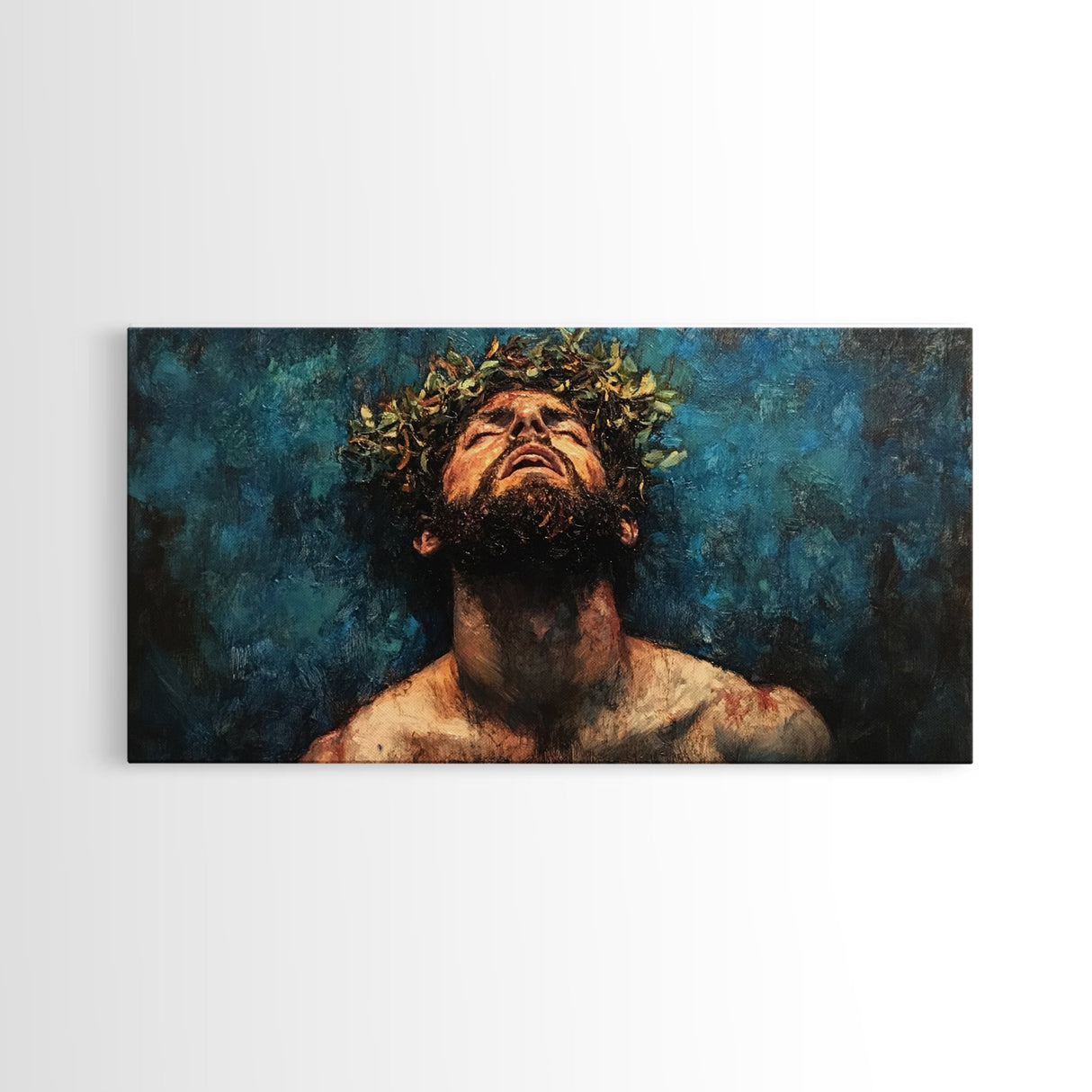 Premium Canvas Jesus Christ Portrait, Canvas Print, Crown of Thorns, Horizontal Wall Art, Christianity Art, Framed Canvas Work, Faith Love Art