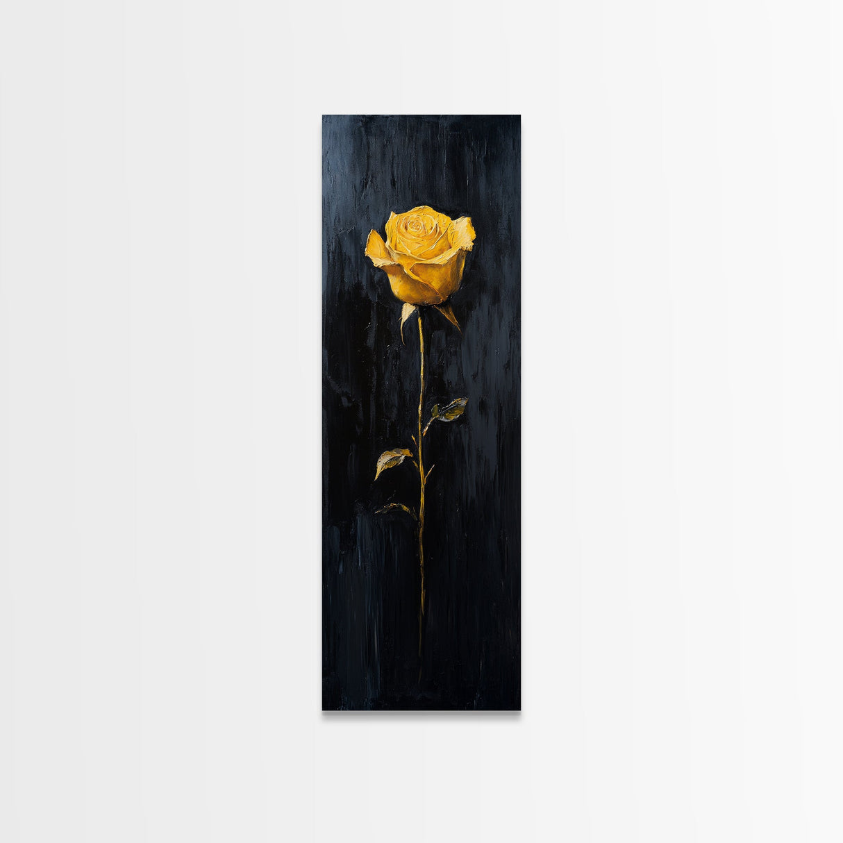 Golden Rose Painting Framed Canvas Print Elegant Art Nouveau Flower Decor, Rose Painting, Yellow Flower Canvas, Living Room Botanical Prints