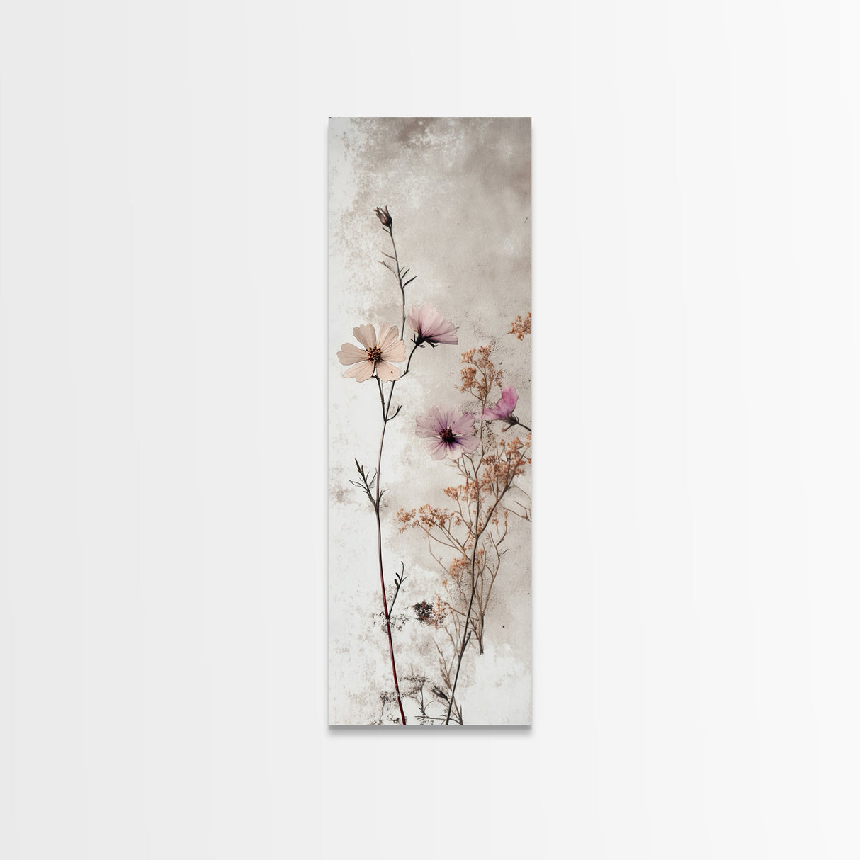 Framed Canvas Print Moody Wildflower Painting on Canvas, Minimalist Botanical Art, Cozy Autumn Decor, Above Couch Art, Rustic Wall Art