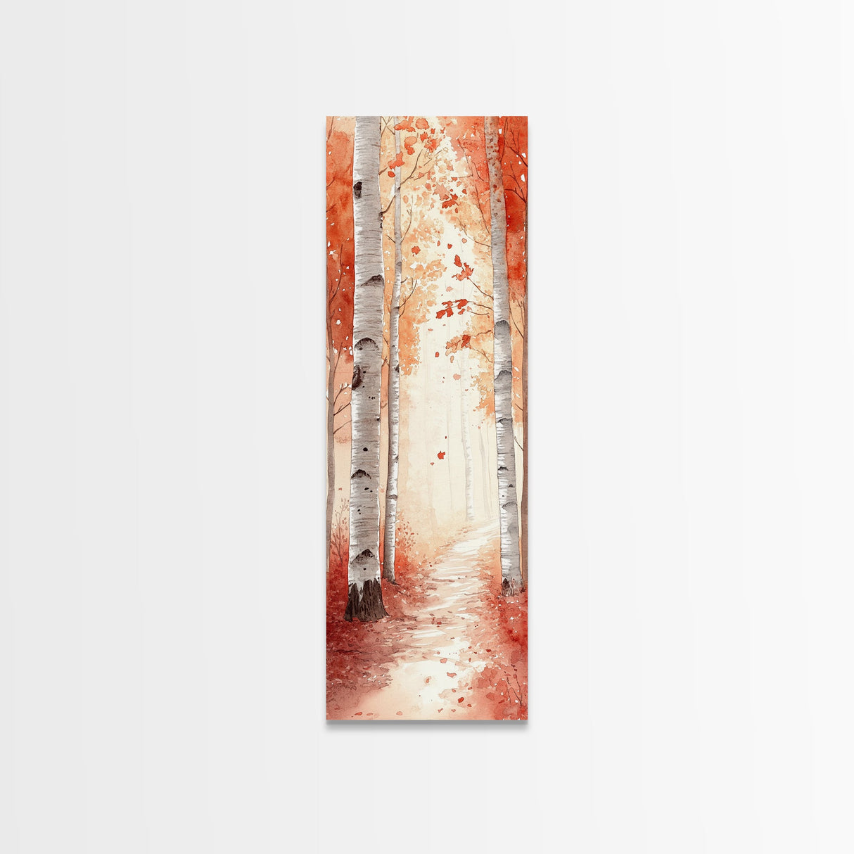 Framed Canvas Print Autumn Birch Tree Painting, Rustic Forest Scene, Cozy Fall Wall Art, Living Room Decor, Nature-Inspired Gift
