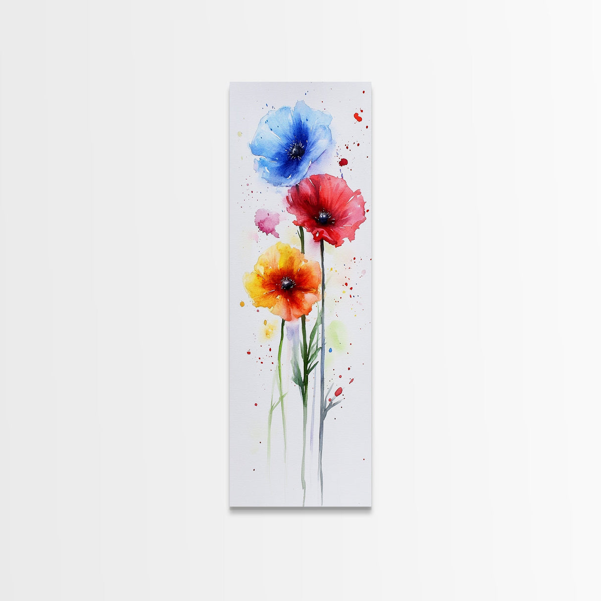 Bold Watercolor Poppy Art - Framed Canvas Print Showcasing Vibrant Flower Composition in Artistic Minimalist Style