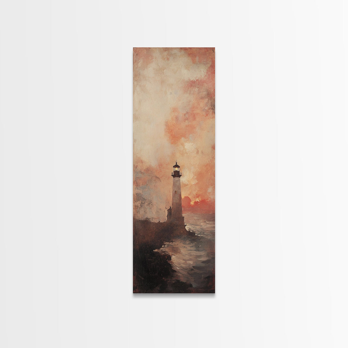 Lighthouse Wall Art Framed Canvas Print - Sunset Wall Art - Coastal Decor - Nautical Decor