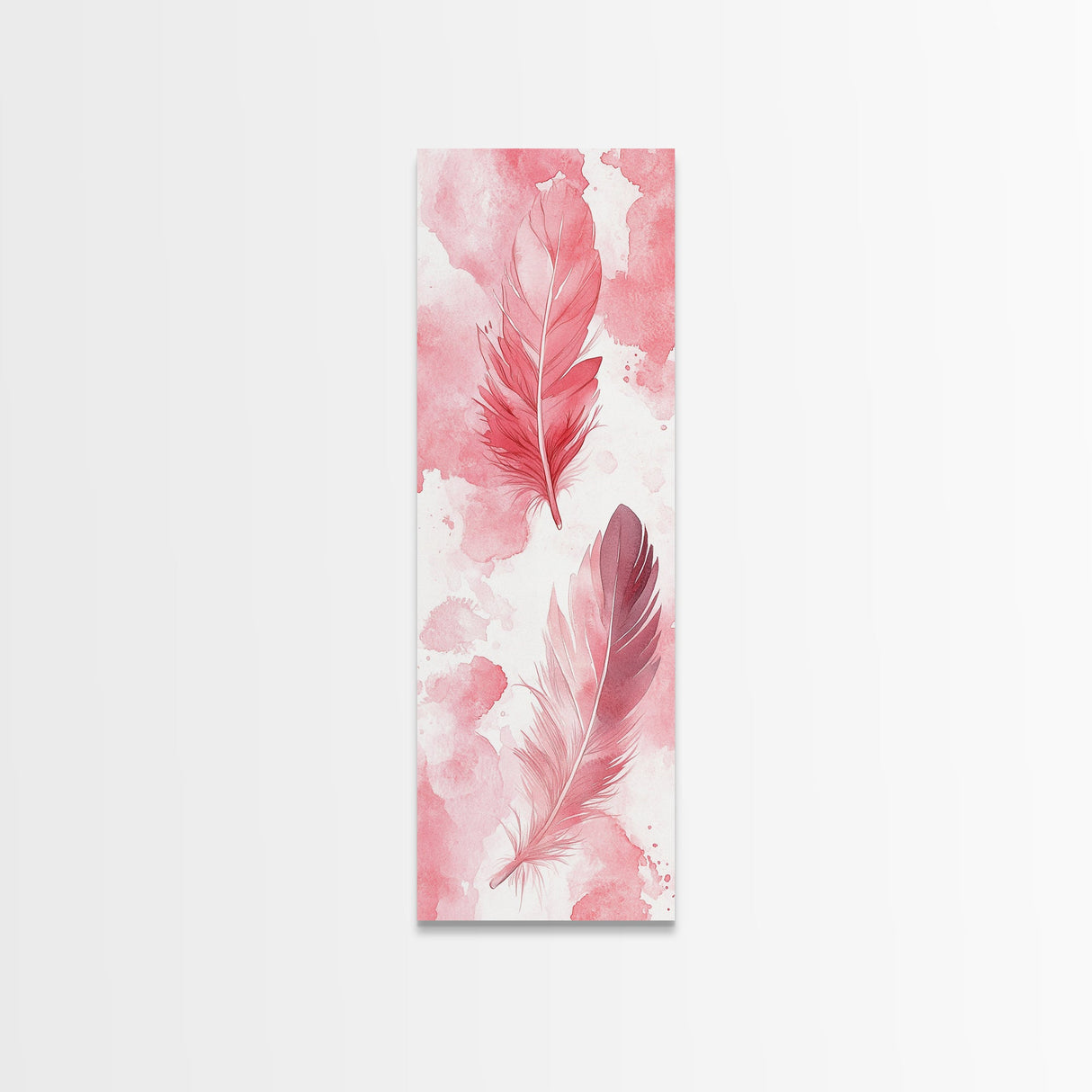 Elegant Feather Art Framed Canvas Print Boho Wabi Sabi Decor Vertical Wall Art Minimalist Feather Design Light Pink Wall Art