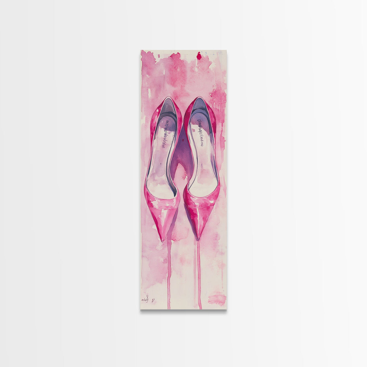 Pink Stilettos Painting Framed Canvas Print Fashion Wall Art Feminine Decor Living Room Artwork Vertical Wall Accent Gift Idea Art