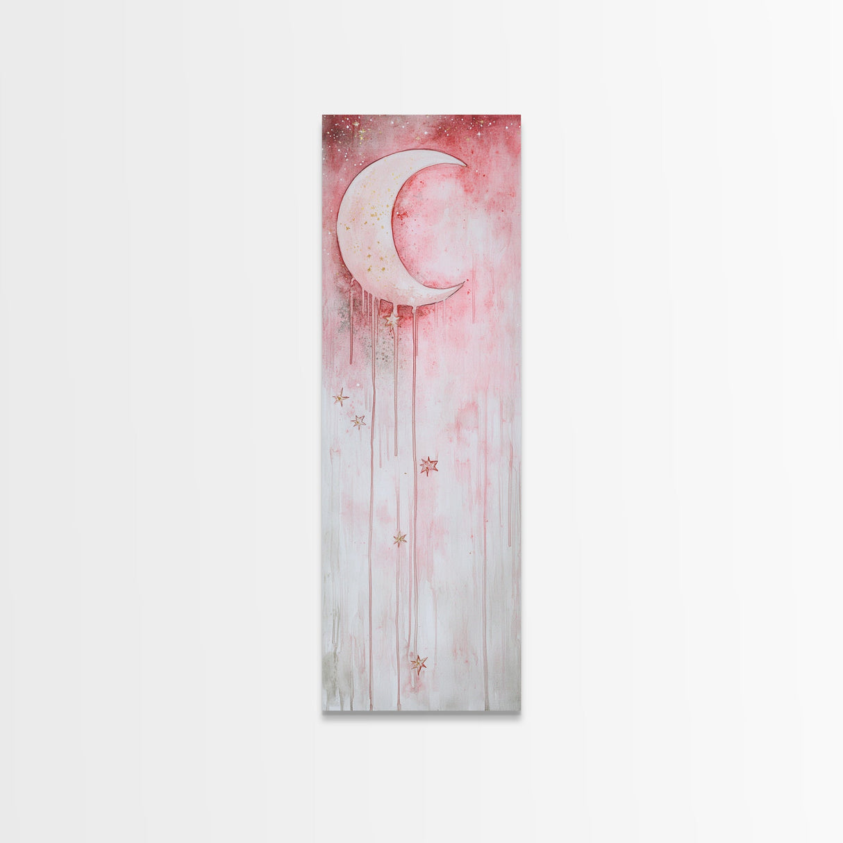 Crescent Moon Illustration Canvas Print Wabi Sabi Art Minimalist Bedroom Artwork Moon Oil Painting Rustic Fall Wall Decor Gift