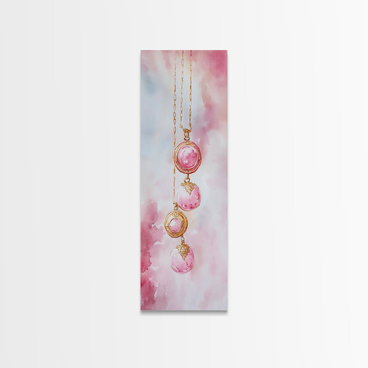 Pearl Necklace Watercolor Canvas Print Pink Wall Art Glamour Bedroom Decor Romantic Wabi Sabi Aesthetic Art