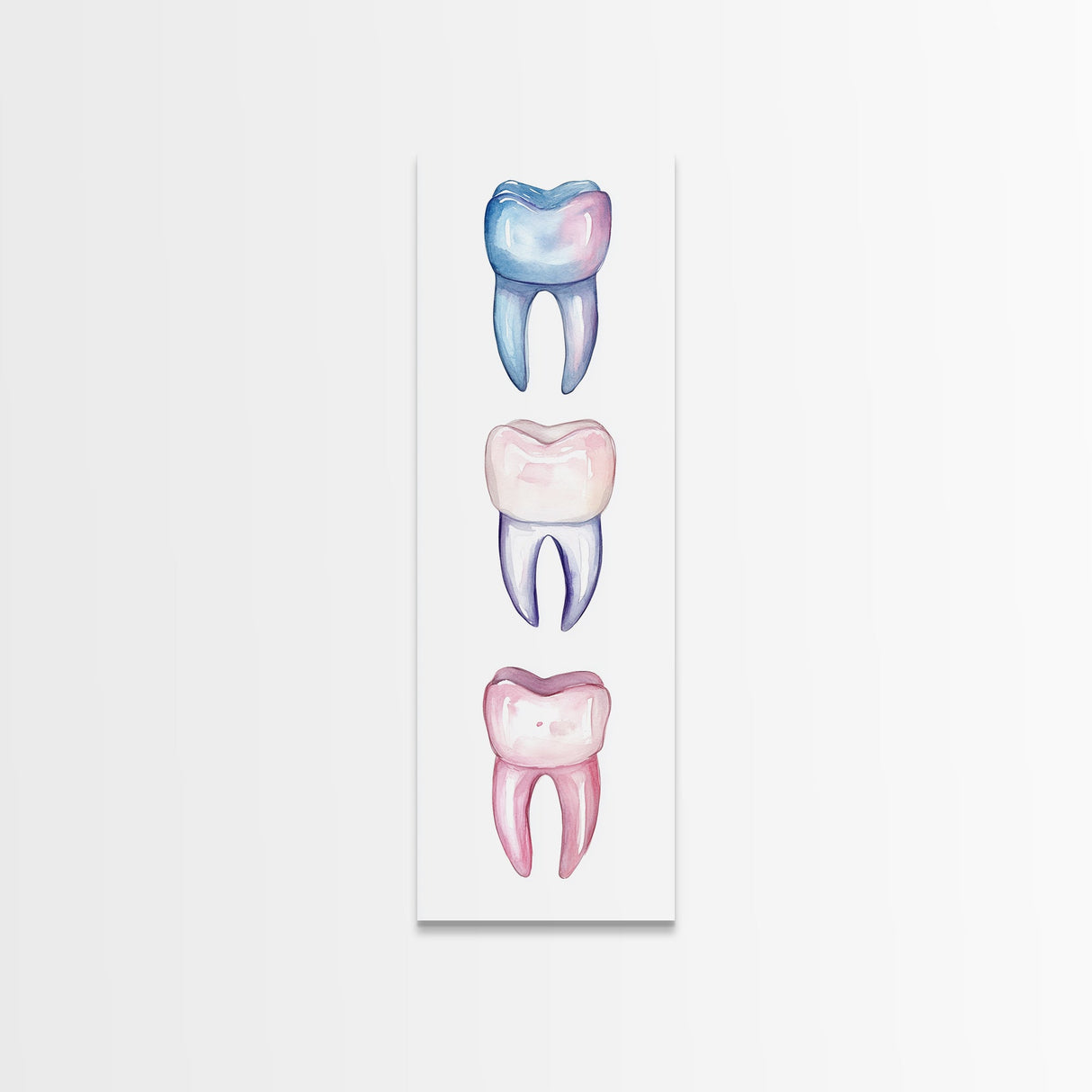 Whimsical Rainbow Teeth Canvas Print, Dentist Office Vertical Wall Art, Vibrant Dental Art Print for Gift Ideas