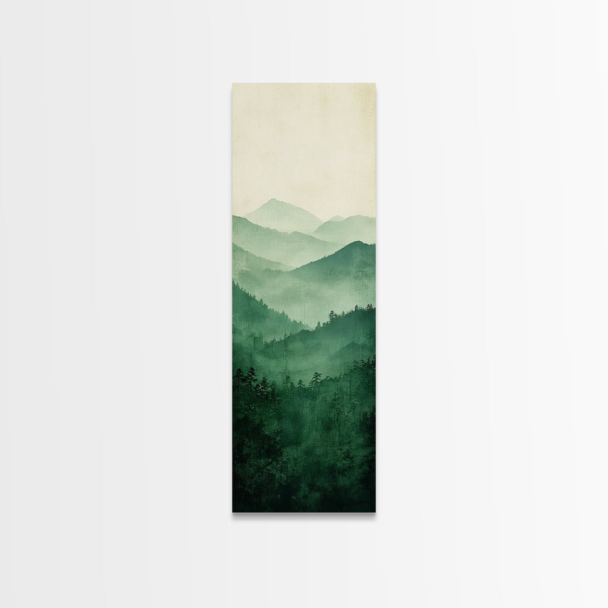 Smoky Mountain Layers Framed Canvas Print Serene Landscape Painting Green Nature Scene Above Sofa Art Living Room Decor