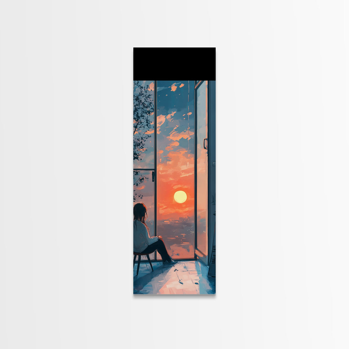 Serene Sunset Reflection Framed Canvas Print Moody Art Bedroom or Living Room Coastal Decor Horizontal Wall Painting Piece