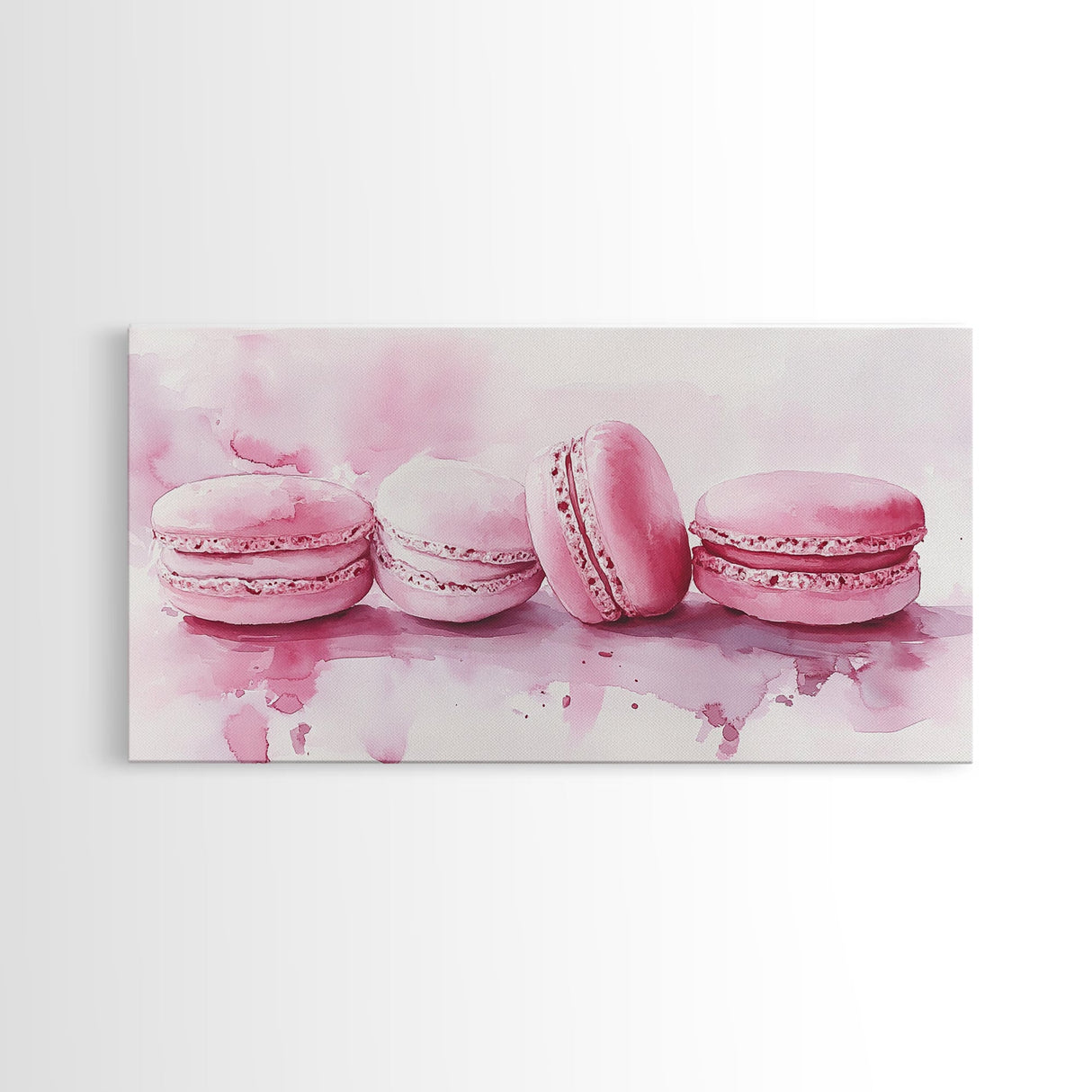 French Macaron Canvas Print | Pink Kitchen Wall Art | Food Inspired Artwork | Framed Pastel Dessert Art | Unique Dining Room Decor