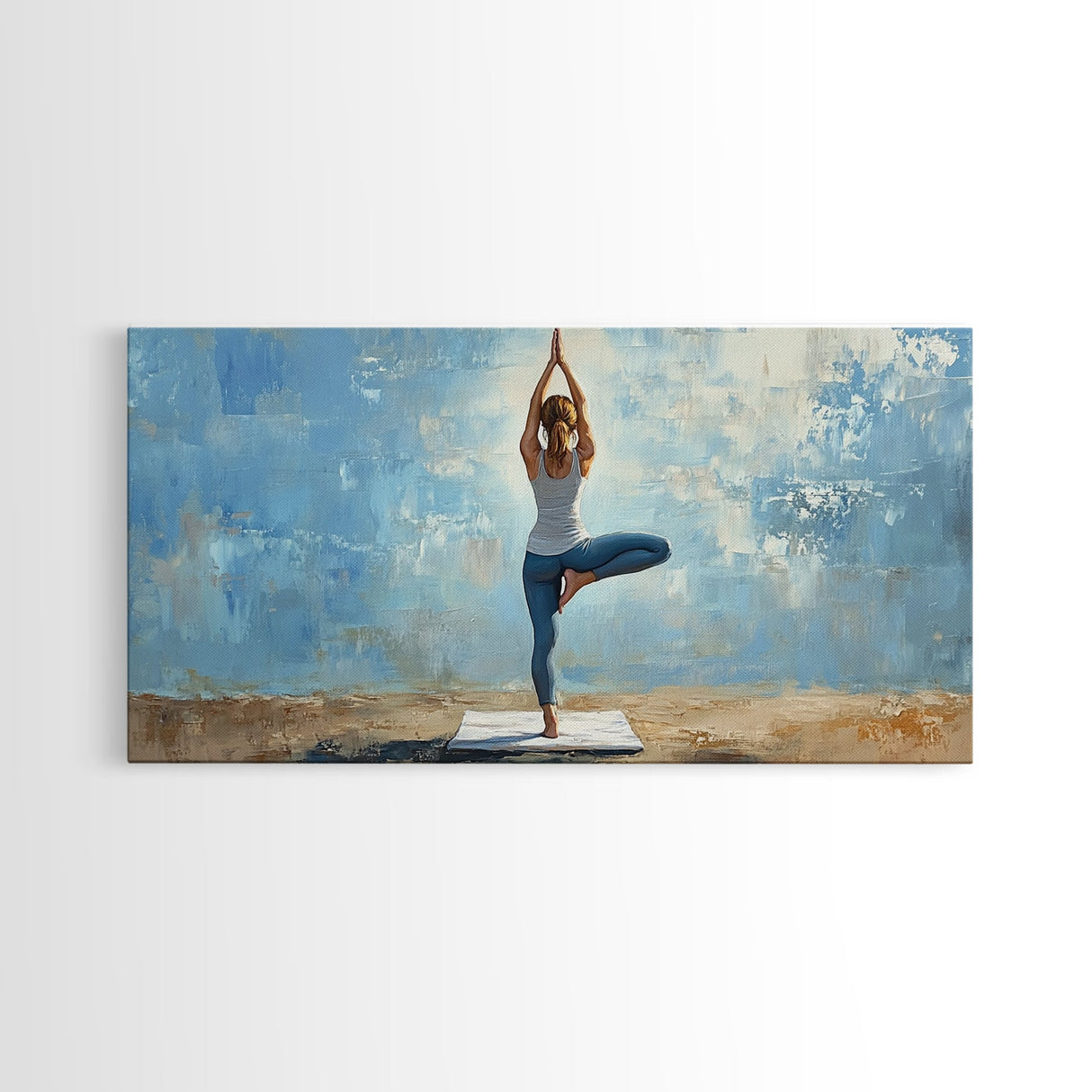 Yoga Tree Pose Canvas Print Zen Serenity Wall Art Minimalist Living Room Neutral Modern Home Decor Therapy Art Unique Gift Idea