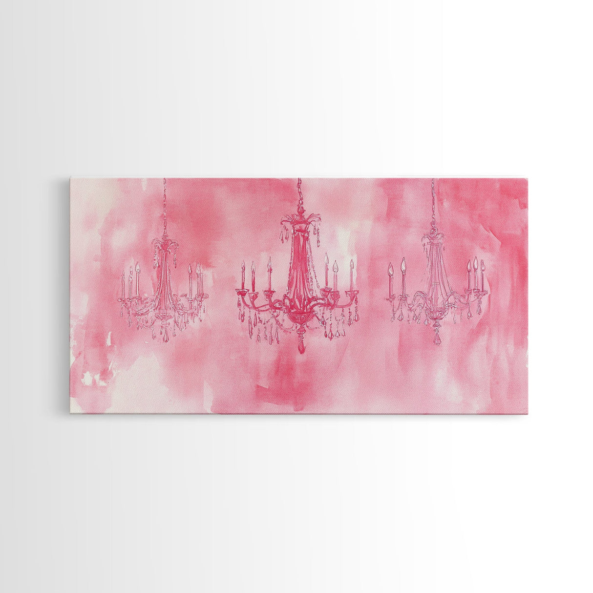 Vintage Chandelier Canvas Print in Soft Pink, Elegant Rustic Wall Art with Wabi Sabi Aesthetic, Perfect Guest Room or Living Room Art