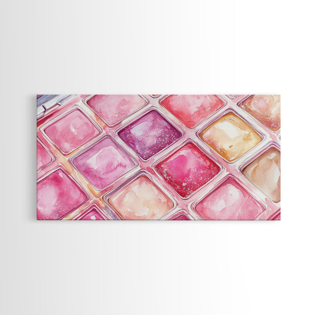 Shimmery Pink Palette Canvas Print Minimalist Makeup Art Light Pink Wall Art Dorm Room or Beauty Studio Aesthetic Gift Idea