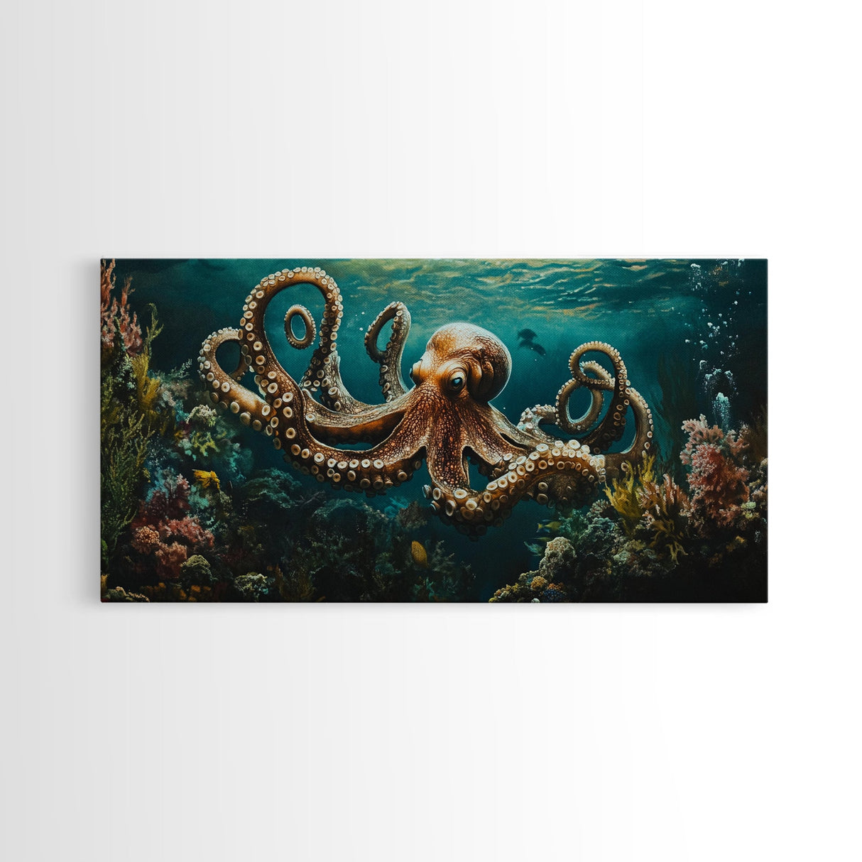 Magnificent Octopus Canvas Print Nautical Wall Art Coastal Decor Rustic Living Room Art Above Couch Art Gift Idea