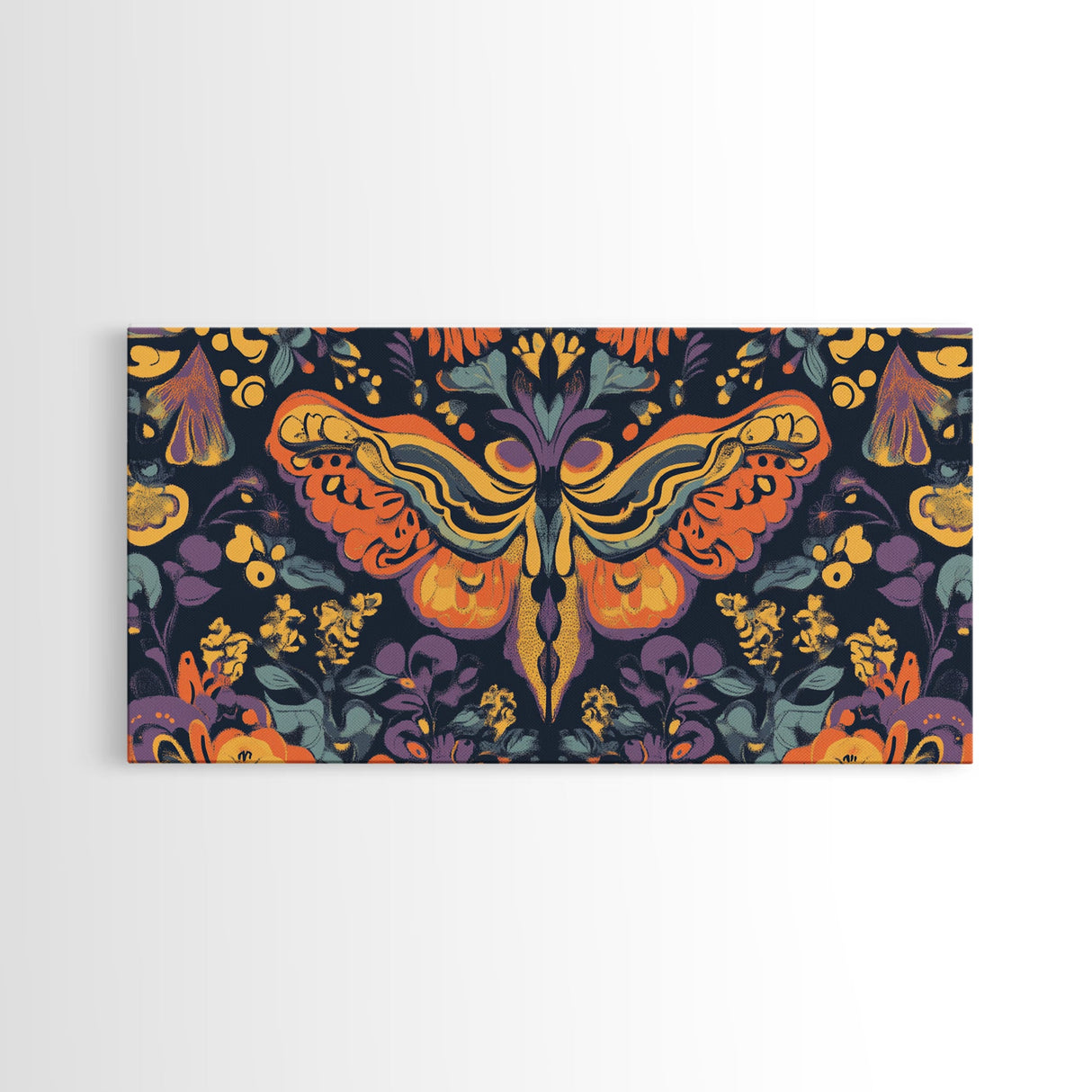 Mystical Butterfly Mandala Framed Canvas Print, Whimsical Art Decor, Colorful Bohemian Wall Art, Sacred Geometry, Dreamy Bedroom Art