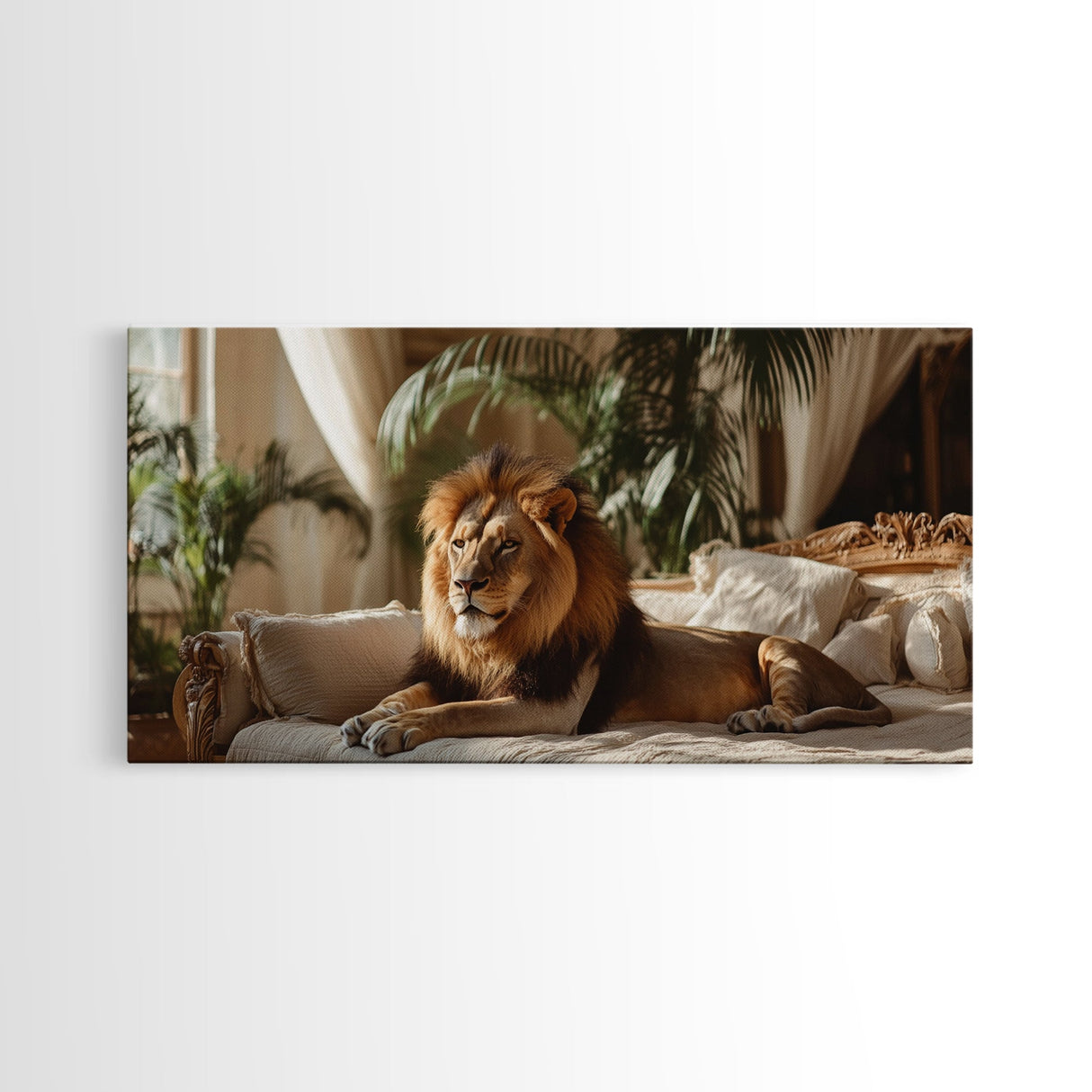 Vibrant Lion Wall Art Framed Canvas Print With Rustic Decor Perfect Above Sofa Living Room Art Gift Idea Wild Elegance Home Decor