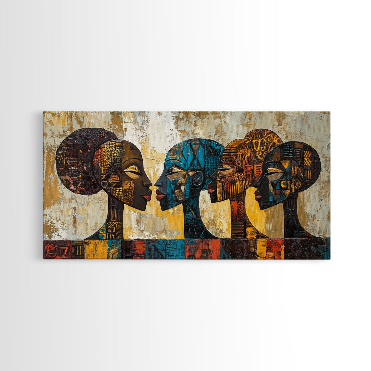 Afrocentric Geometric Art Framed Canvas Print, African Wall Decor, Bold Living Room Art, Unique Therapy Gift Idea Him Her