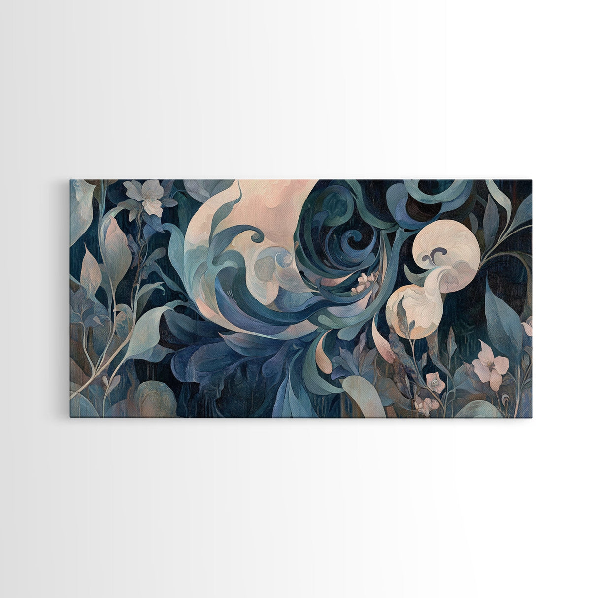 Floral Art Nouveau Canvas Print with Botanical Prints and Minimalist Art Stunning Sage Green Wall Art for Elegant Decor Spaces
