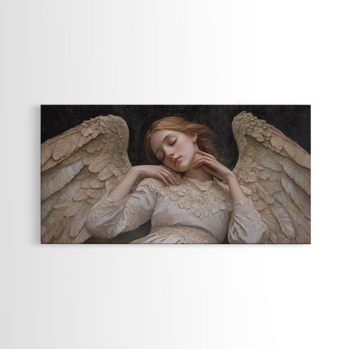 Sleeping Angel Peace Canvas Print Featuring Angel Art Prints and Wabi Sabi Art Perfect Bedroom Wall Art Above Bed Wall Decor