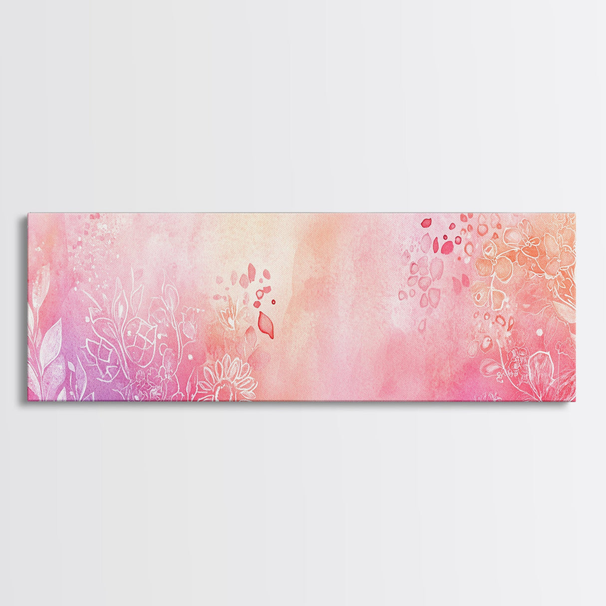 Botanical Prints Canvas Print Featuring Pink Abstract Floral Artwork, Living Room Wall Art in Pastel Hues, Light Pink Decor