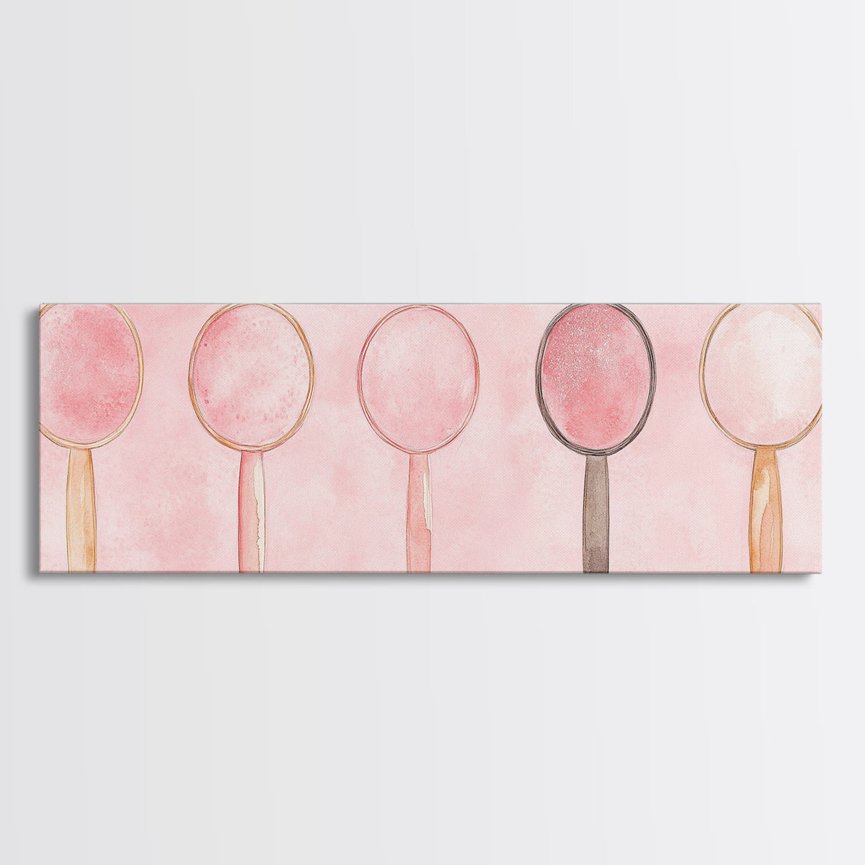 Minimalist Mirrors Framed Canvas Print Light Pink Wall Art Geometric Art Whimsical Art Modern Bedroom Decor Skinny Wall Art