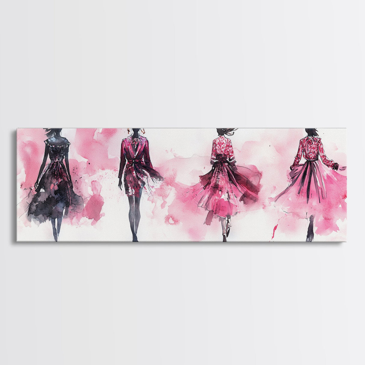 Fashion Silhouette Canvas Print Whimsical Art Pink Abstract Wall Art Minimalist Women’s Fashion Wall Art Bedroom Art Decor