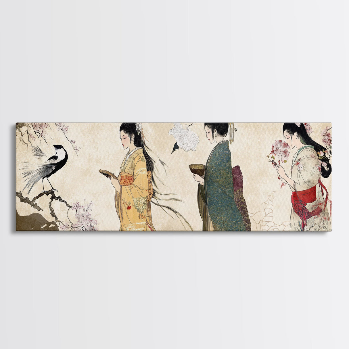 Cherry Blossom Canvas Print Chinoiserie Wall Art Japanese Minimalist Art Botanical Prints Rustic Artwork Guest Room Decor
