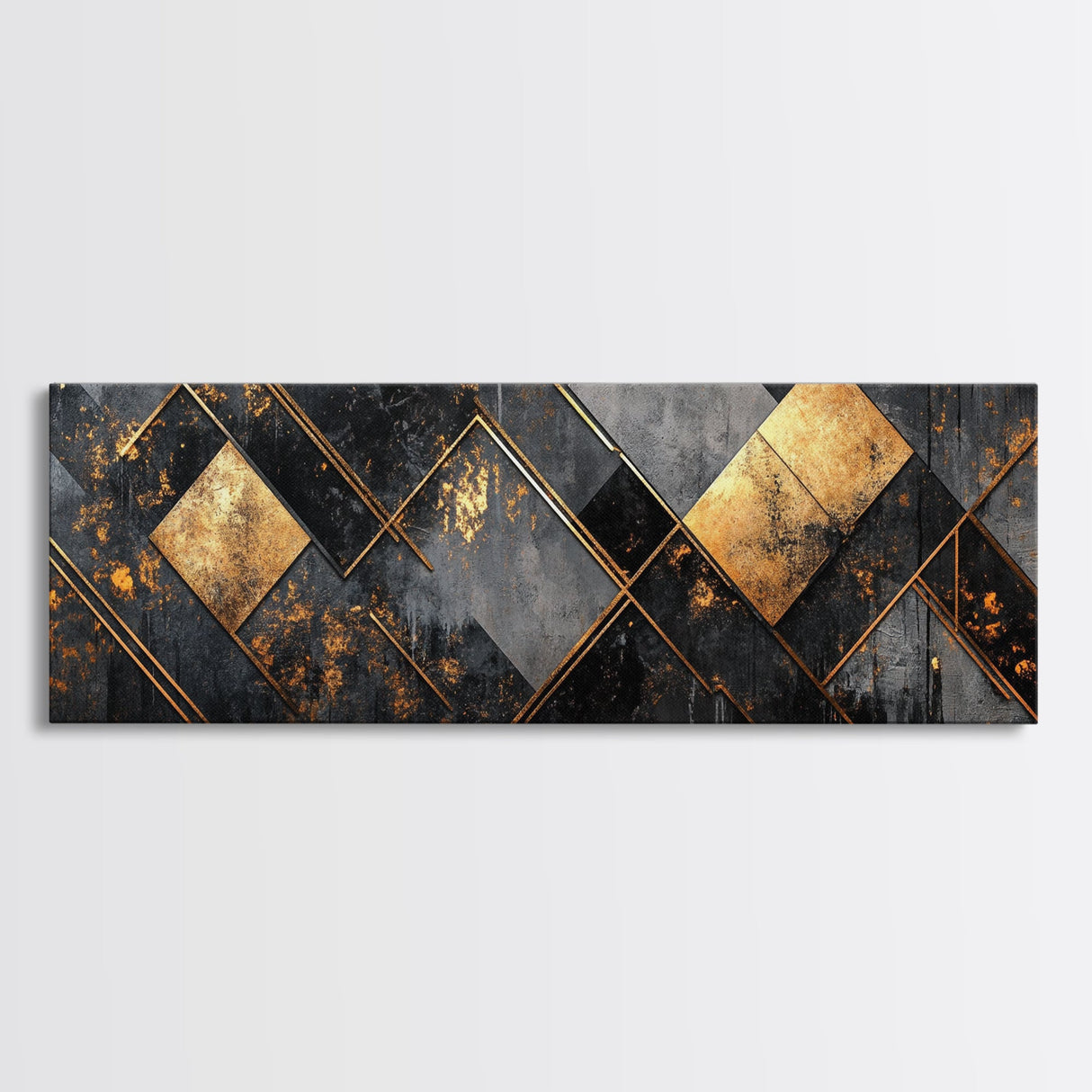 Geometric Gold Framed Canvas Print Art Deco Wabi Sabi Wall Art Rustic Modern Decor Unique Above Bed or Sofa Art Living Room Accent