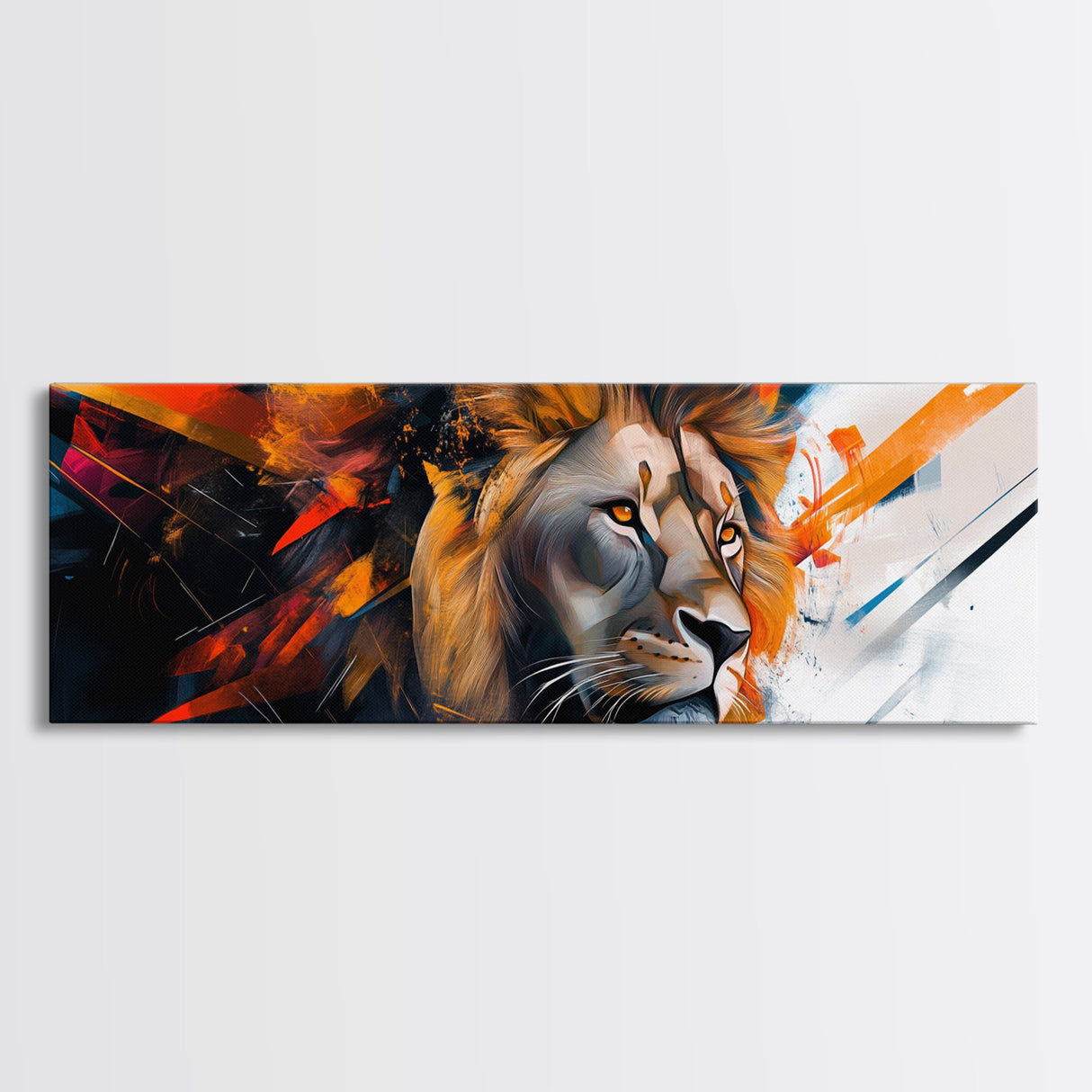 Vibrant Lion Abstract Framed Canvas Print, Lion Wall Art, Colorful Painting, Rustic Wall Art, Gift Idea, Above Couch Art, Living Room Decor