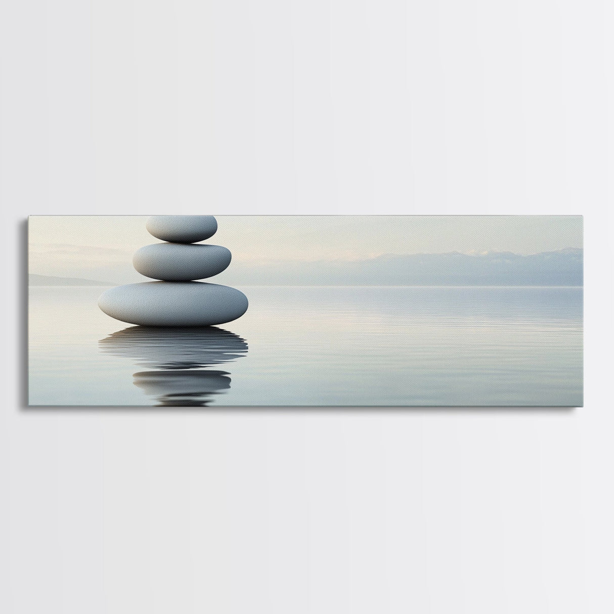 Zen Inspired Framed Canvas Print Minimalist Art Stacked Stones Calming Wabi Sabi Style Living Room Decor Neutral Wall Art