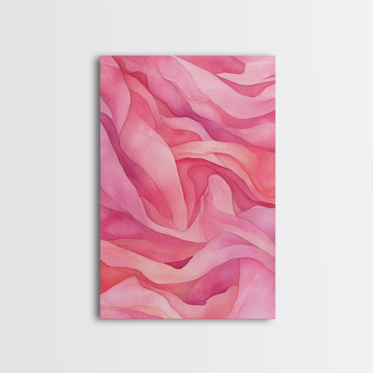 Flowing Abstract Pink Wave Art Framed Canvas Print | Feminine and Minimalist Bedroom or Living Room Aesthetic | Whimsical Art Decor