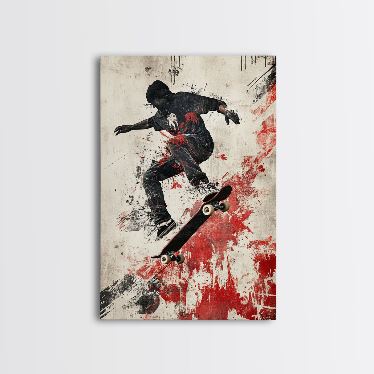 Energetic Skater Canvas Print with Urban Graffiti Wall Art and Bold Street Style Decor, Perfect for Living Room Accent Walls