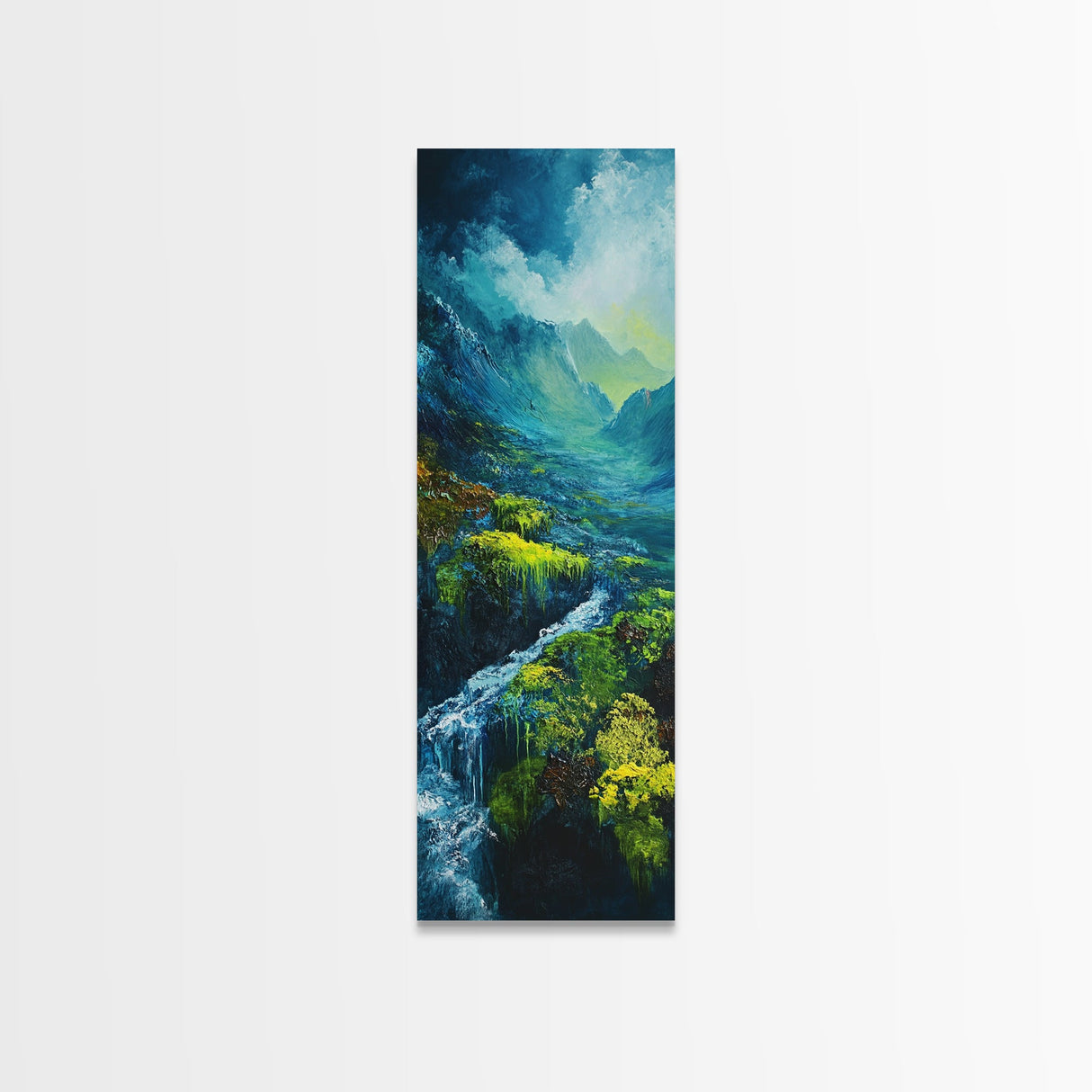 Ireland Painting, Framed Canvas Print, coastal decor, blue and green wall art, mountain painting, landscape painting, extra wide art